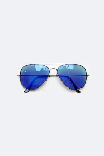 Trendsetter Mirror Tinted Aviator Silver/Blue Sunglasses