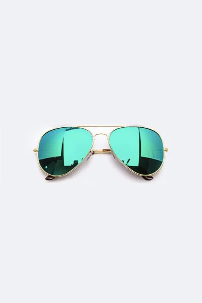 Trendsetter Mirror Tinted Aviator Gold/Green Sunglasses