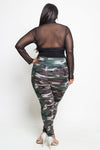 Plus Size High Waist Camo Print Leggings [SALE]