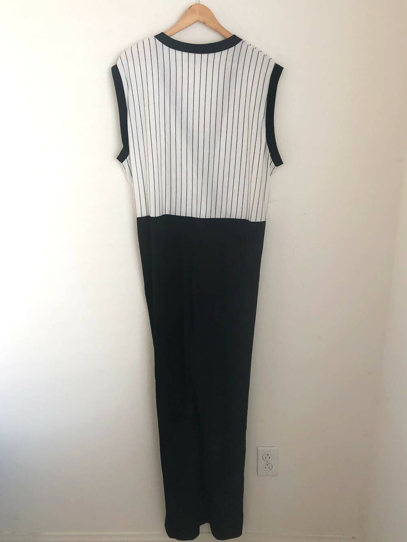 Black white stripe jumpsuit
