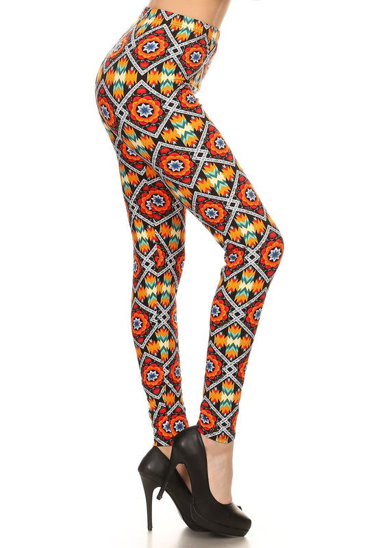 Multicolored Native Printed High Waisted Leggings