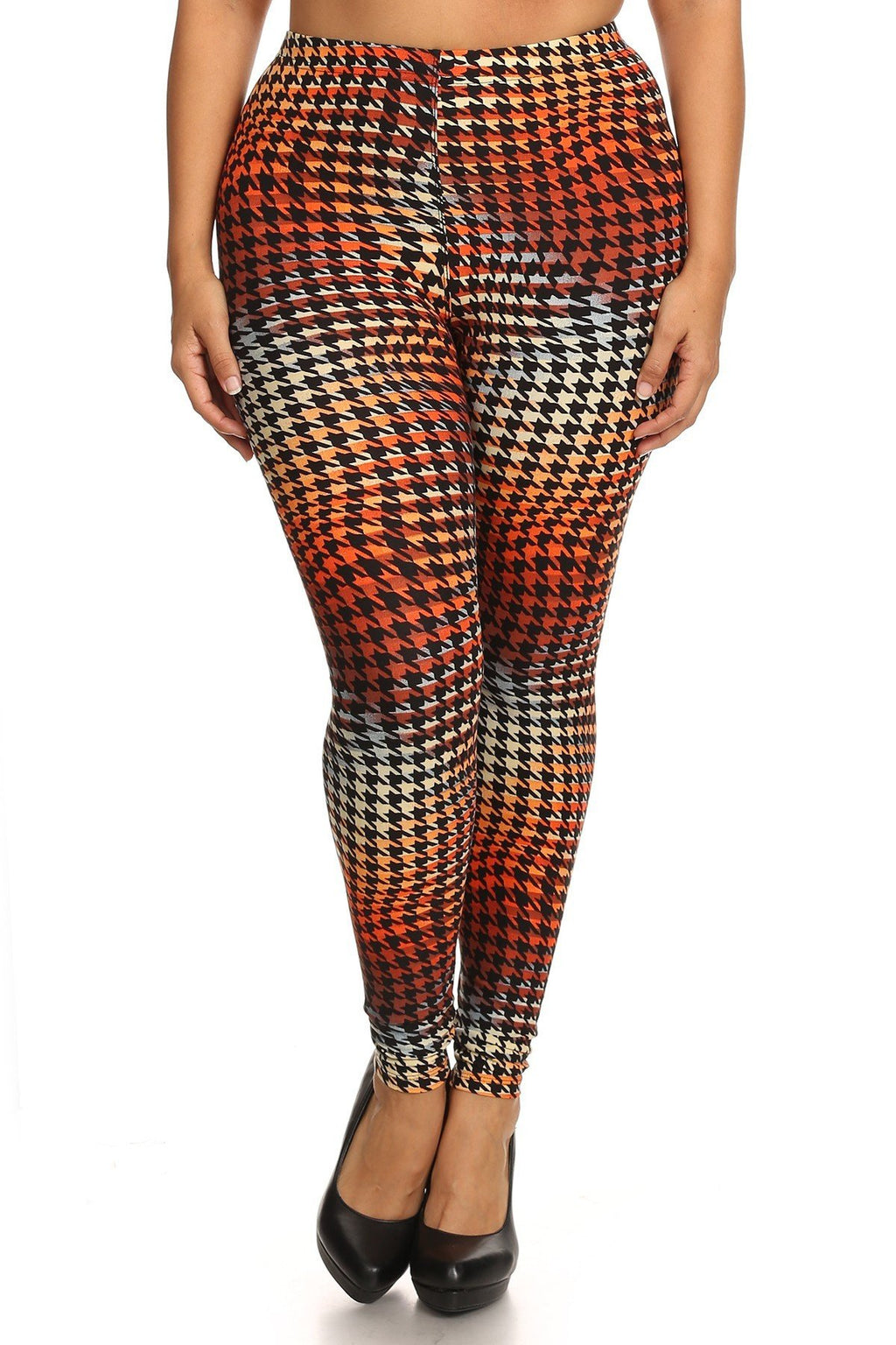 Plus Size Rainbow Houndstooth Leggings