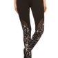 Solid Abstract Print Mesh Panel Leggings