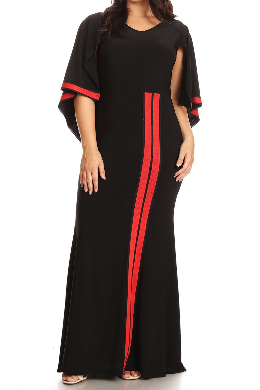 Plus Size Luxury Strip Design Curvy Maxi Dress