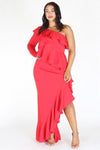 Plus Size Glam Layered Ruffle One Shoulder Dress [PRE-ORDER 25% OFF]