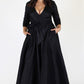 Plus Size Glamorous Deep V Neck Ribbon Tie Dress [PRE-ORDER 25% OFF]