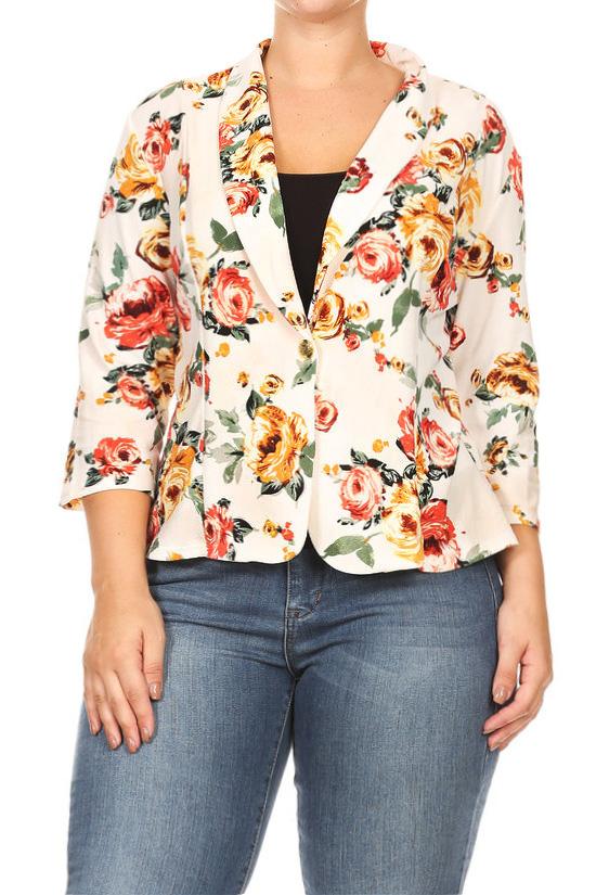 Plus Size Perfect Overlay Floral Blazer Jacket [SALE]