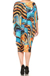 Plus Size Colorful Overlay Abstract Cape Dress