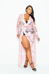 Plus Size Gorgeous See Through Floral Open Slit Maxi Dress