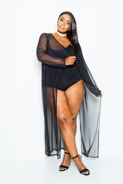 Plus Size Summer See Through Maxi Cardigan