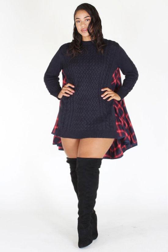 Plus Size Punk Rock Ribbed Plaid Long Sleeve [PRE-ORDER 25% OFF]