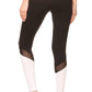 Solid Contrasting Mesh Panel Leggings
