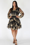 Plus Size Gold Embroidered Feather Queen See-Through Dress [PRE-ORDER 25% OFF]