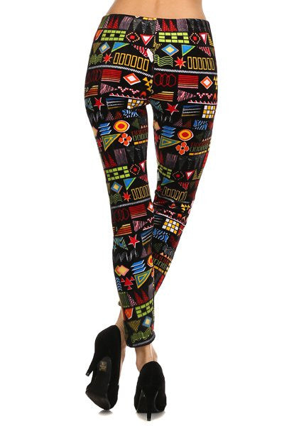 Printed Velour Texture Long Leggings