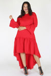 Plus Size Bell Sleeve Long Sleeve Hi Lo Dress [PRE-ORDER 25% OFF]
