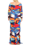 Plus Size Colorful Abstract Off Shoulder Maxi Dress