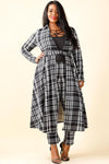 Plus Size Plaid Long Sleeve Top Leggings Set