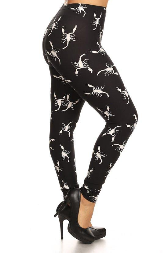 Plus Size Rocker Scorpion Print Leggings