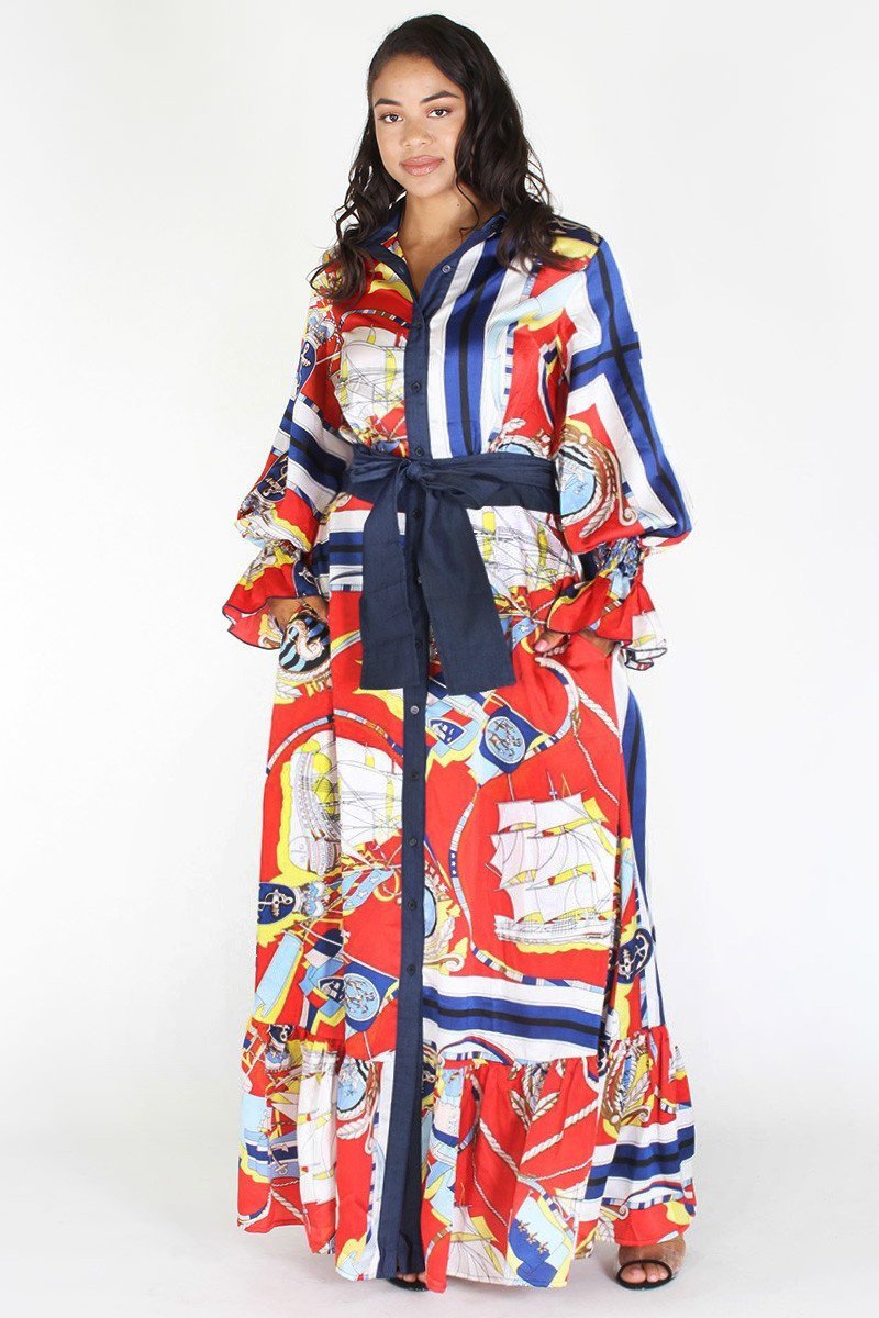 Plus Size Designer Queen Ribbon Tie Maxi Dress [PRE-ORDER 25% OFF]