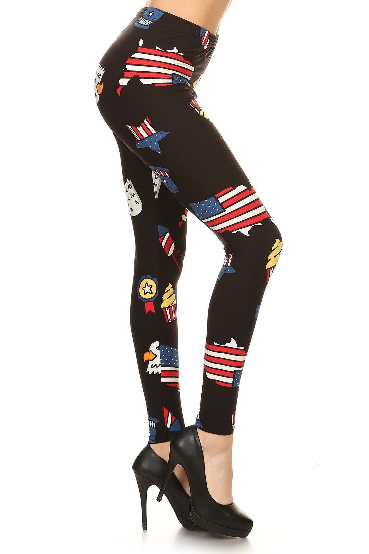 Patriot Printed High Waisted Fitted Style Leggings