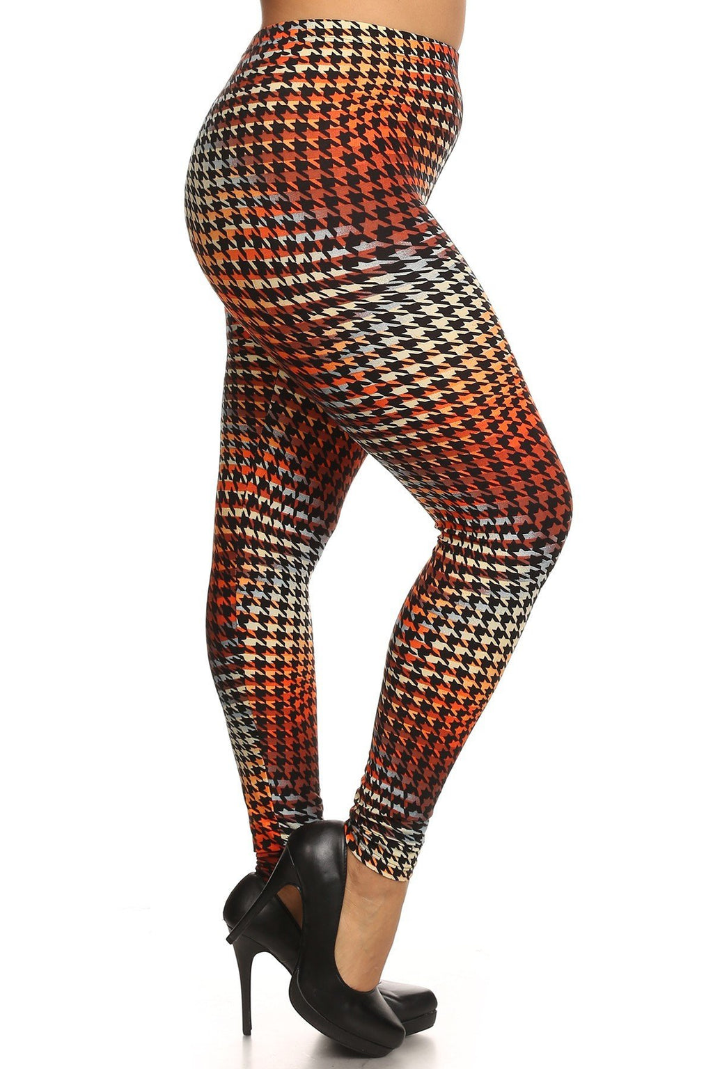 Plus Size Rainbow Houndstooth Leggings