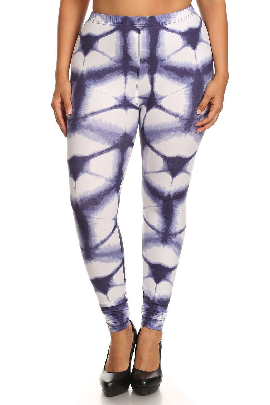 Plus Size Geometric Web Leggings