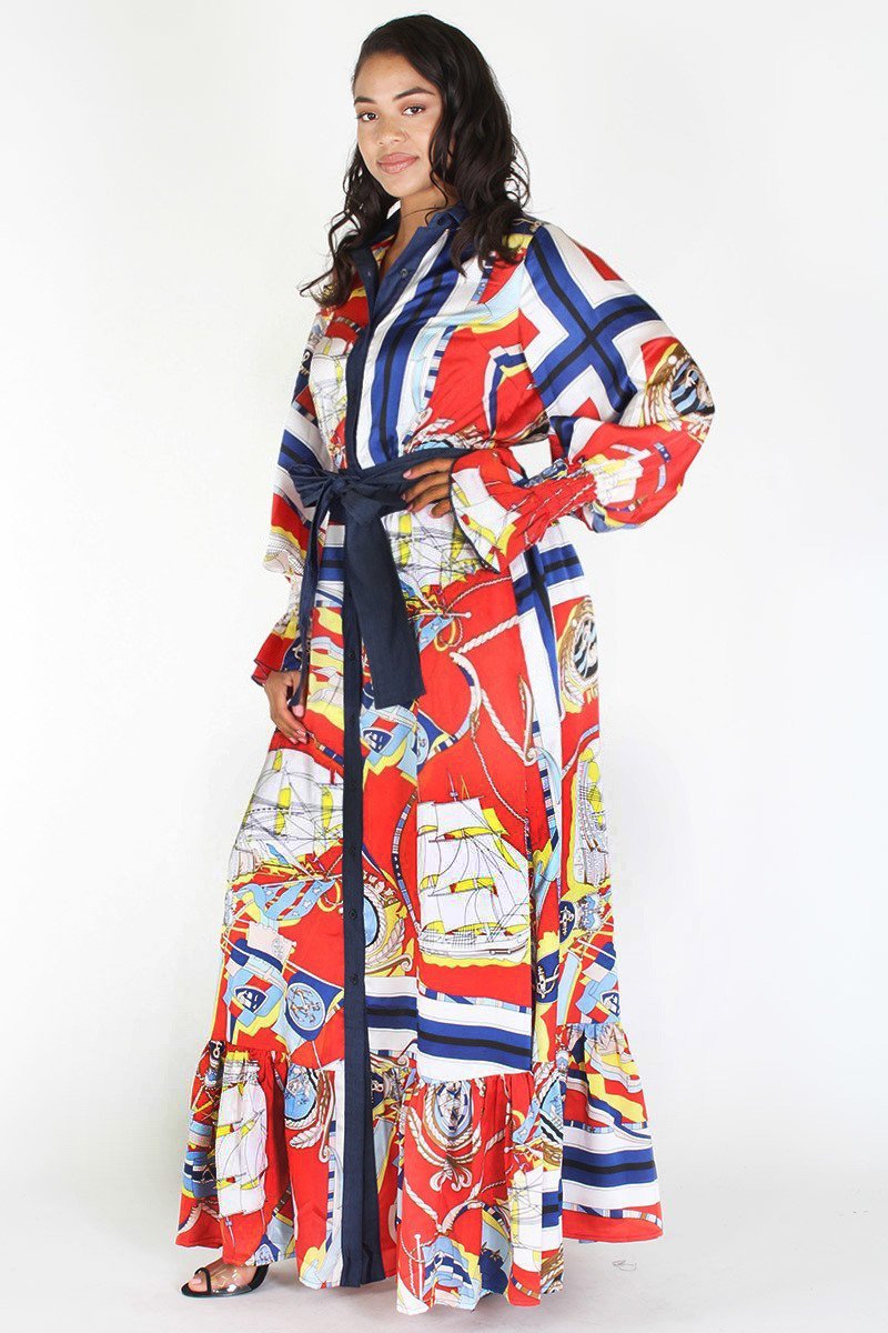 Plus Size Designer Queen Ribbon Tie Maxi Dress [PRE-ORDER 25% OFF]