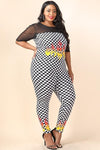 Plus Size Fire Checker Tube Top Leggings Set