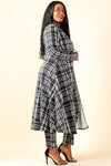 Plus Size Plaid Long Sleeve Top Leggings Set