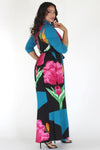 Plus Size Butterfly Tropical Ribbon Tie Maxi Dress [SALE]