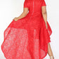 Plus Size Designer Flare Layered Hi Lo Dress Red