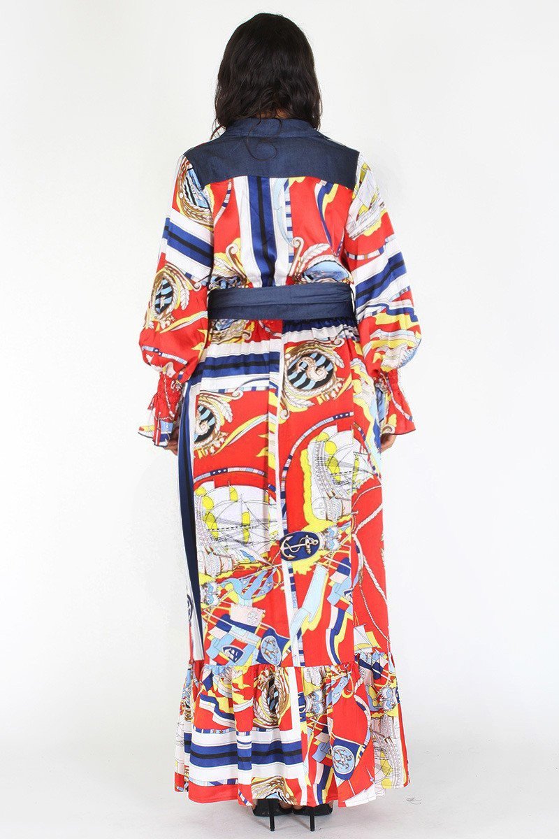 Plus Size Designer Queen Ribbon Tie Maxi Dress [PRE-ORDER 25% OFF]