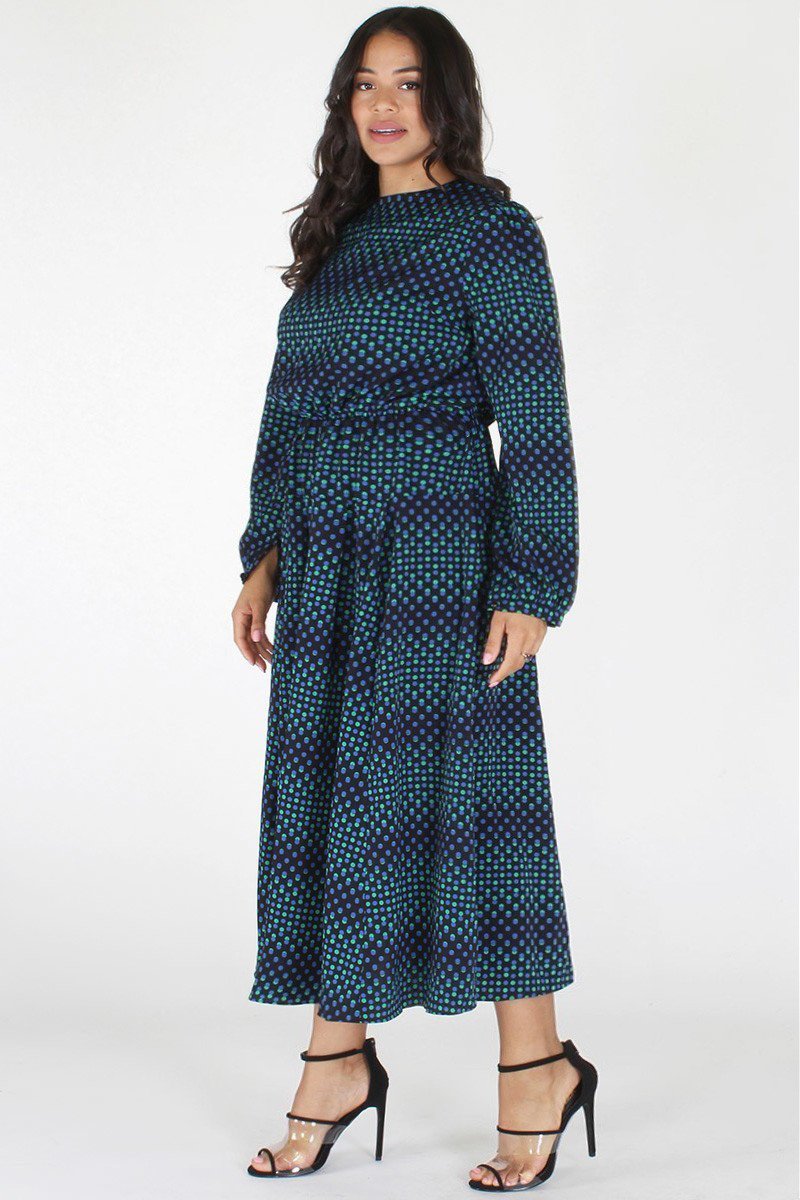Plus Size Flowing Pattern Long Sleeve Maxi Dress [PRE-ORDER 25% OFF]