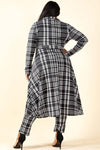 Plus Size Plaid Long Sleeve Top Leggings Set