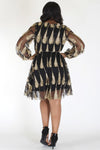 Plus Size Gold Embroidered Feather Queen See-Through Dress [PRE-ORDER 25% OFF]