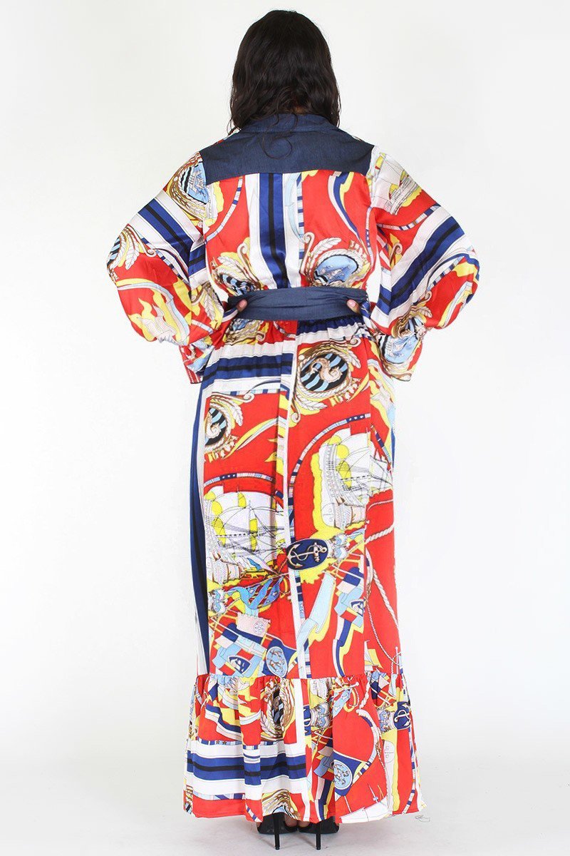 Plus Size Designer Queen Ribbon Tie Maxi Dress [PRE-ORDER 25% OFF]