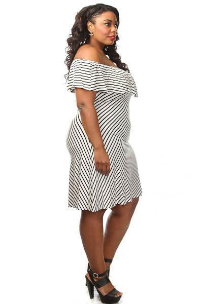 Plus Size Ruffled Off The Shoulder Dress