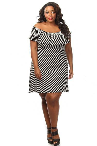 Plus Size Glam Ruffled Off The Shoulder Dress
