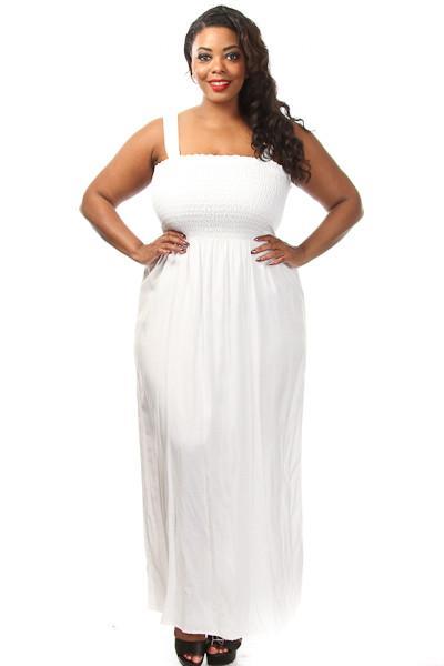 Plus Size Solid Ruched Top Maxi Dress
