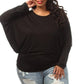Plus Size Solid Long Sleeve Dolman Top