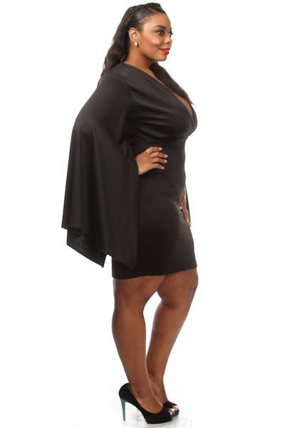 Plus Size Wide Open Sleeve Sexy Bodycon Dress