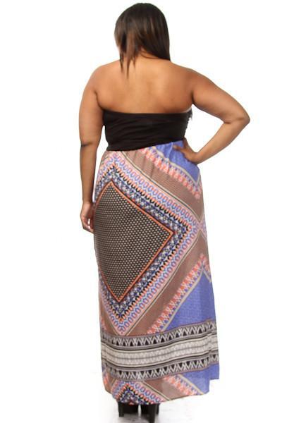 Plus Size Tribal Bottom Maxi Dress