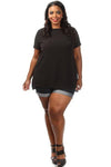 Plus Size Solid Short Sleeve Loose Top