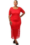 Plus Size Solid Sexy Lace Maxi Dress