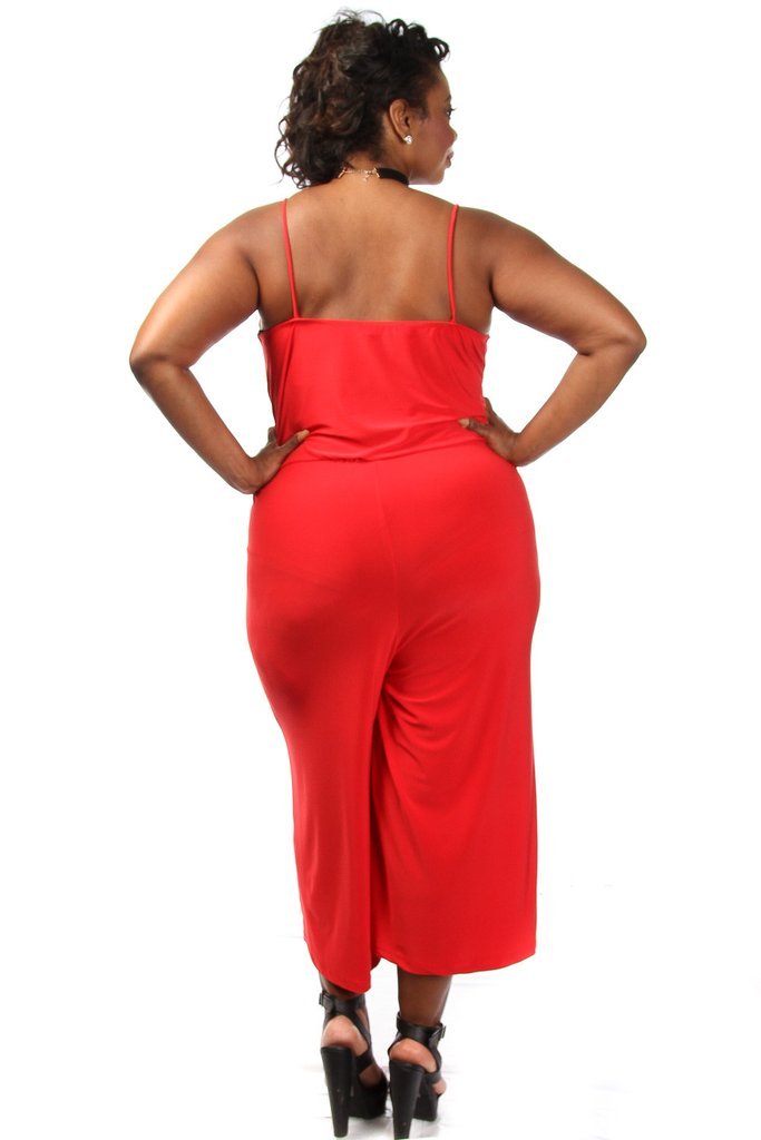 Plus Size Wide Leg Capri Jumpsuit