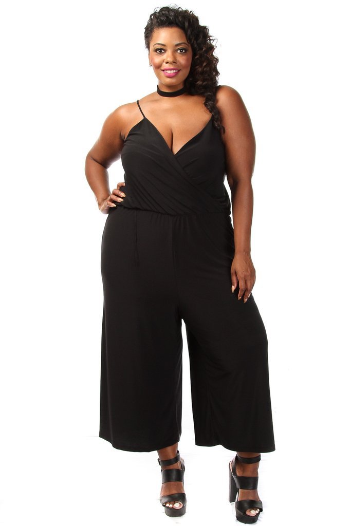 Plus Size Wide Leg Capri Jumpsuit
