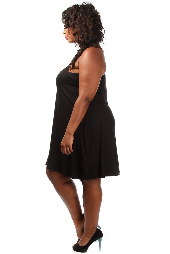 Plus Size Solid Racerback Cute Flare Dress