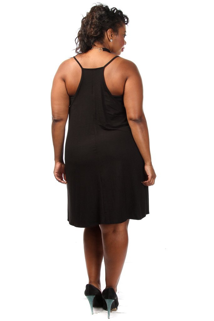 Plus Size Solid Racerback Cute Flare Dress