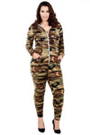 Plus Size Sexy Camo Print Zipper Jumpsuit