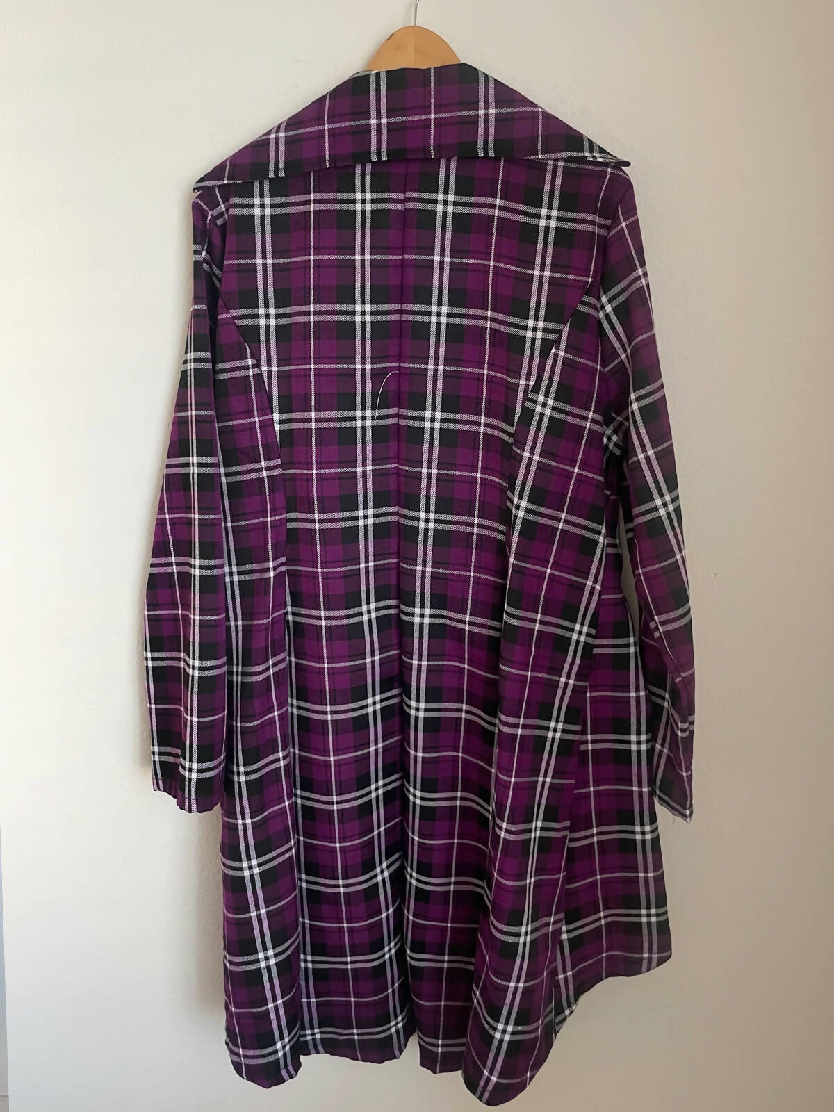 Purple checker print coat